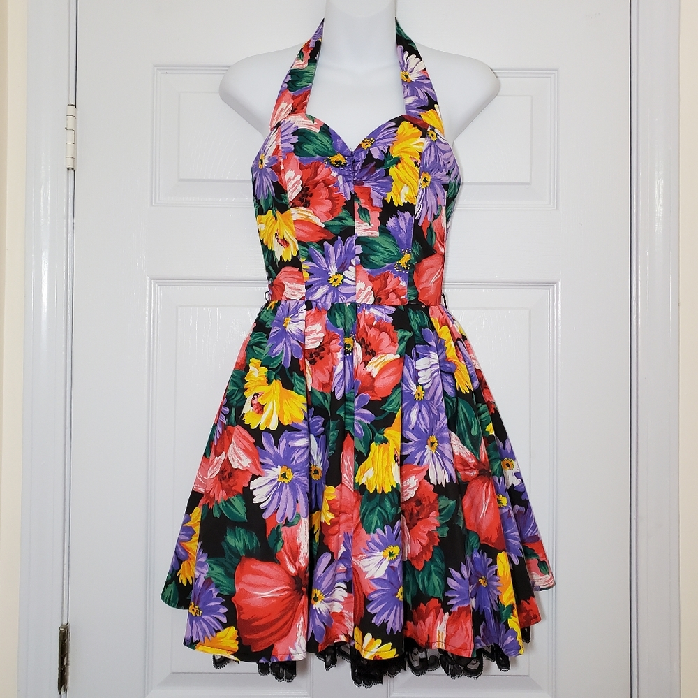 VINTAGE 80s All That Jazz floral dress